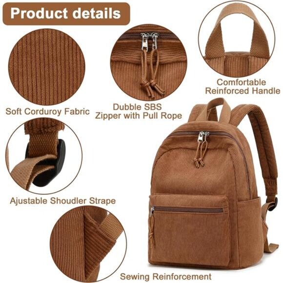 Womens Mini Backpack Water-resistant Camel - Picture 5 of 7